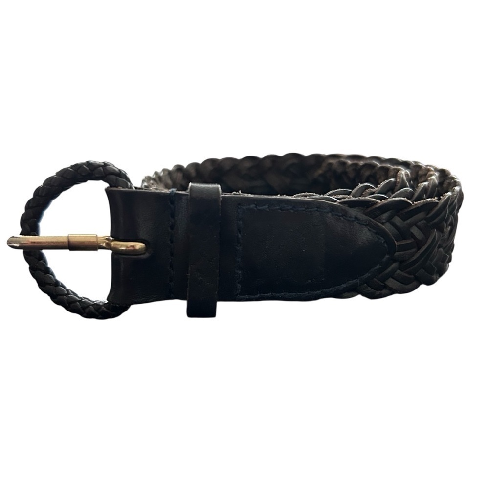 Vintage Talbots Black Braided Leather Belt Men/Women SZ XS